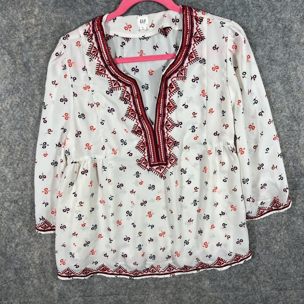 GAP Women’s Long Sleeve Colorful Floral Boho Blouse Shirt Size X-Large